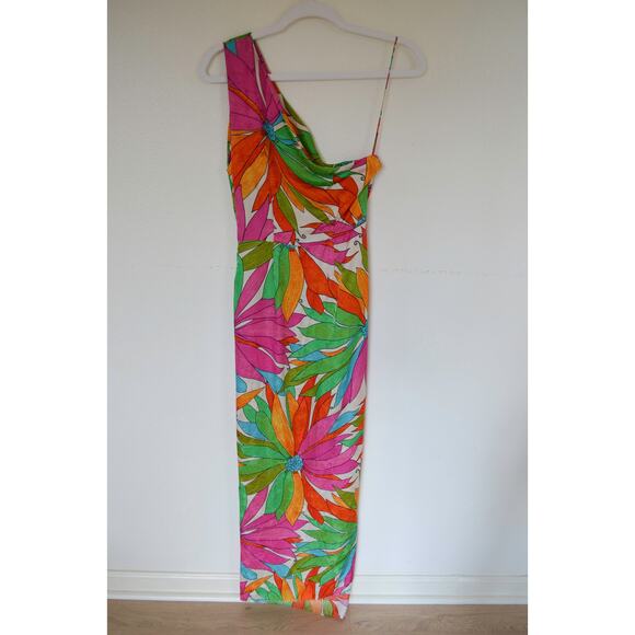 Ronny Kobo Tropical One Shoulder Dress Size Small - Picture 7 of 7